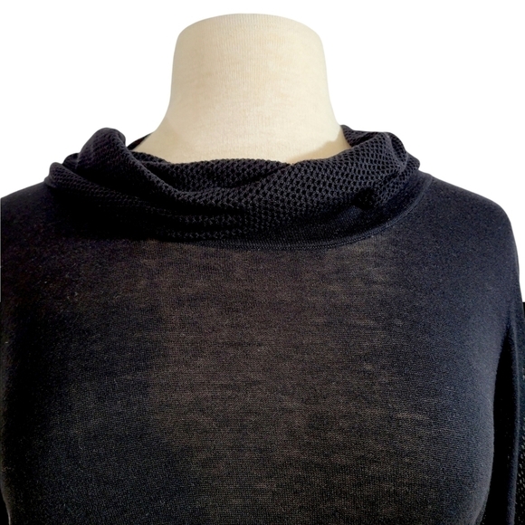 Escada Black Cowl Neck Open Crochet Sleeve Sweater - Picture 2 of 9